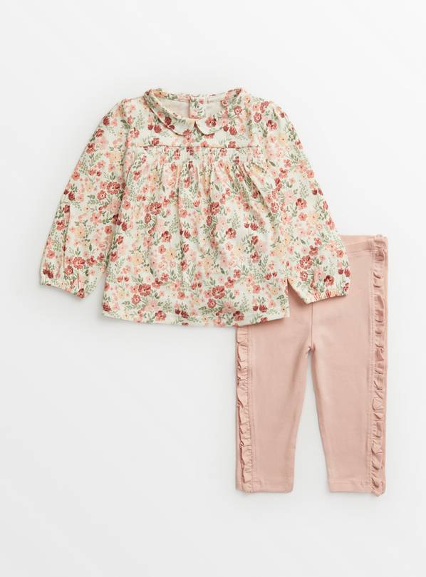 Buy Floral Top & Pink Leggings Up to 1 mth | Outfits and sets | Tu