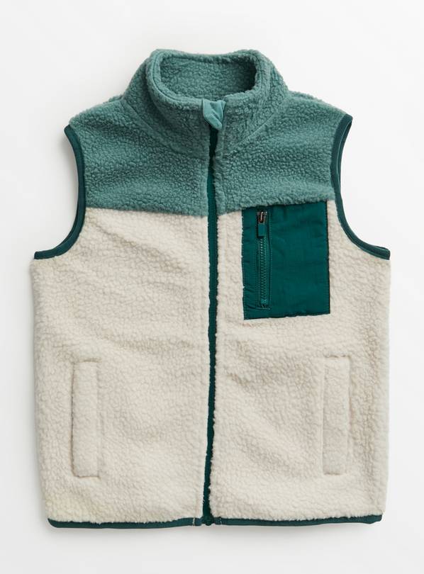 Buy Green Cream Borg Fleece Gilet 5 6 years Jumpers and