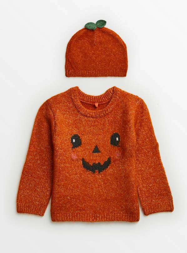 Pumpkin Halloween Jumper & Hat Set 3-6 months