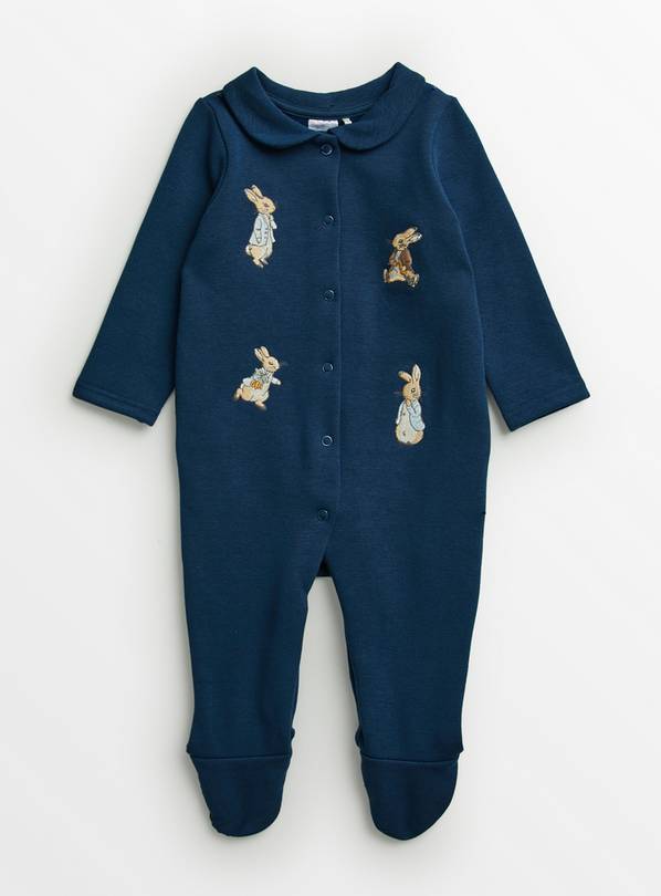 Peter Rabbit Navy Fleece Lined Sleepsuit 3-6 months