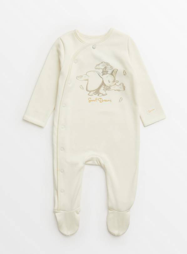 Disney Cream Dumbo Fleece Lined Sleepsuit Up to 1 mth