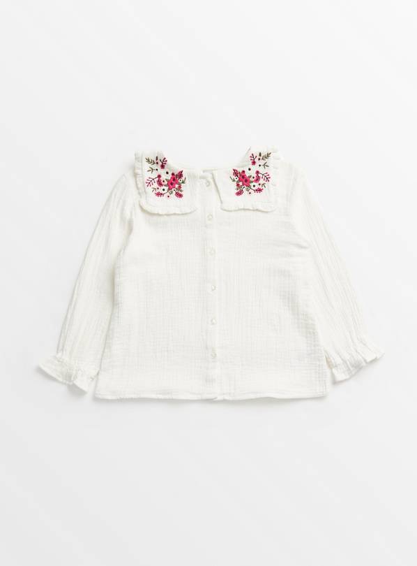 Cream Floral Collar Woven Blouse 12 years