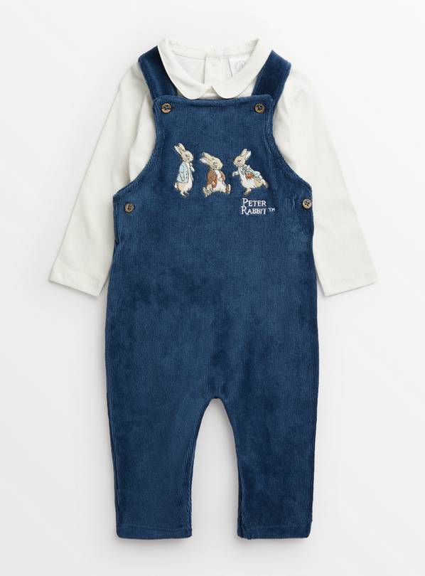 Peter Rabbit Navy Velour Cord Dungarees  Up to 3 mths
