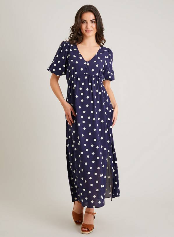 Buy Navy Spot Tea Dress - 16R | Dresses | Argos