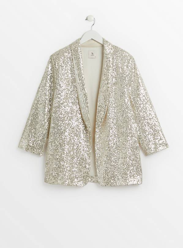 Gold sequin clearance blazer