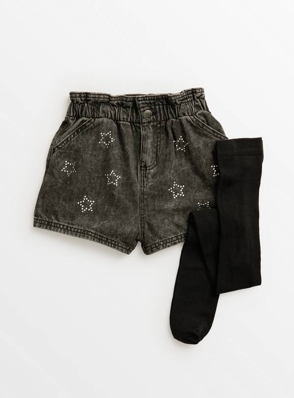 Jean shorts with hot sale black tights