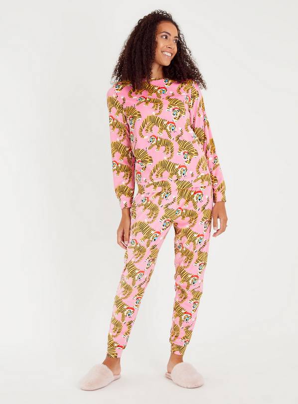 Christmas Pink Tiger Print Pyjamas 20