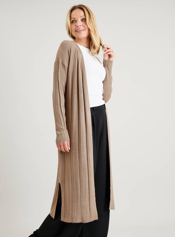 Stone, Ribbed Longline Cardigan