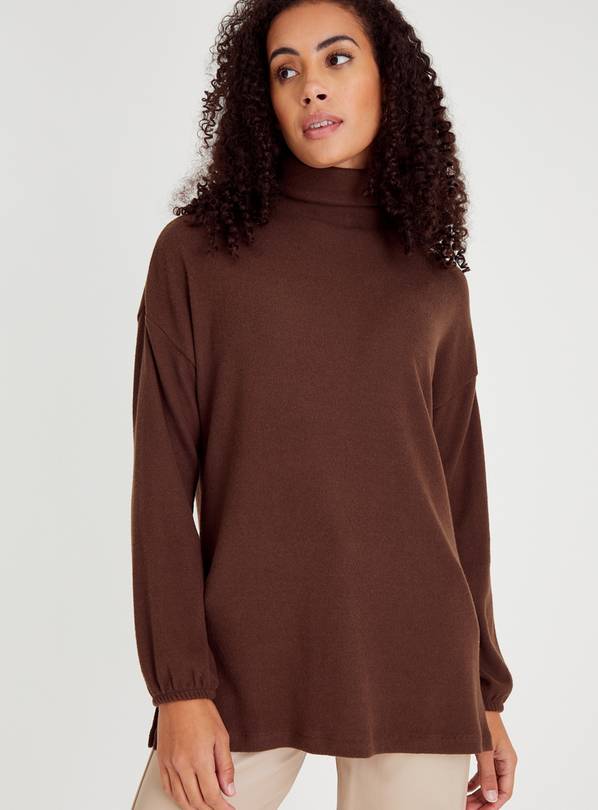 Brown Soft Touch Roll Neck Jumper 12