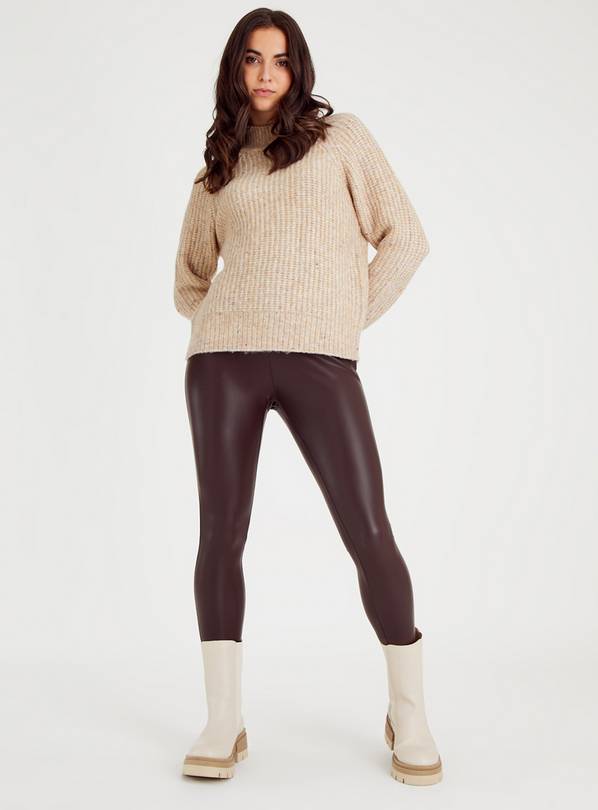 Buy Brown Faux Leather Trousers 14, Leggings