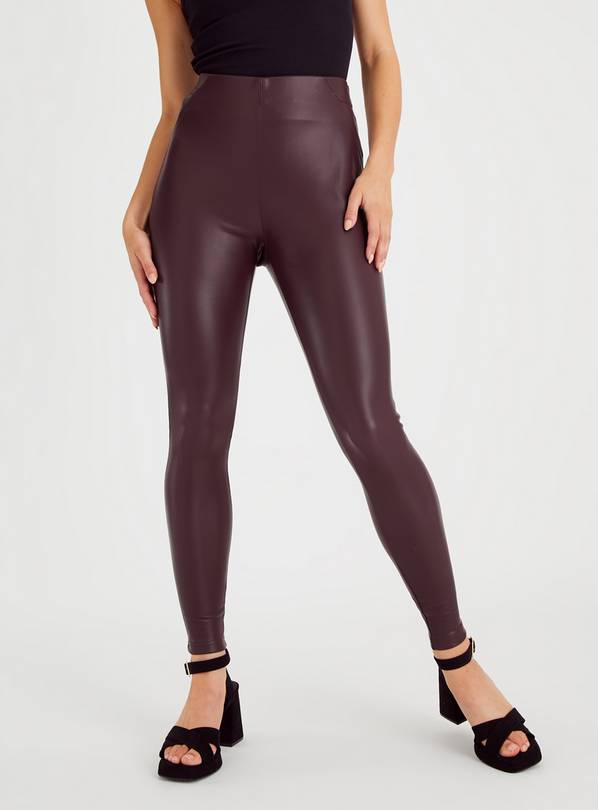 Buy Burgundy Faux Leather Leggings 16 | Leggings | Tu