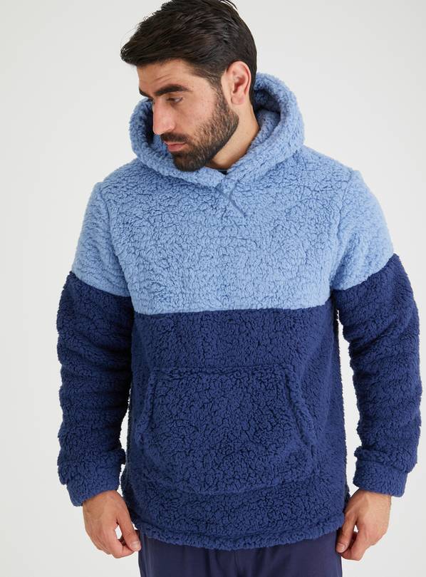 Buy Blue Colour Block Lounge Fleece Hoodie XXL | Loungewear | Tu