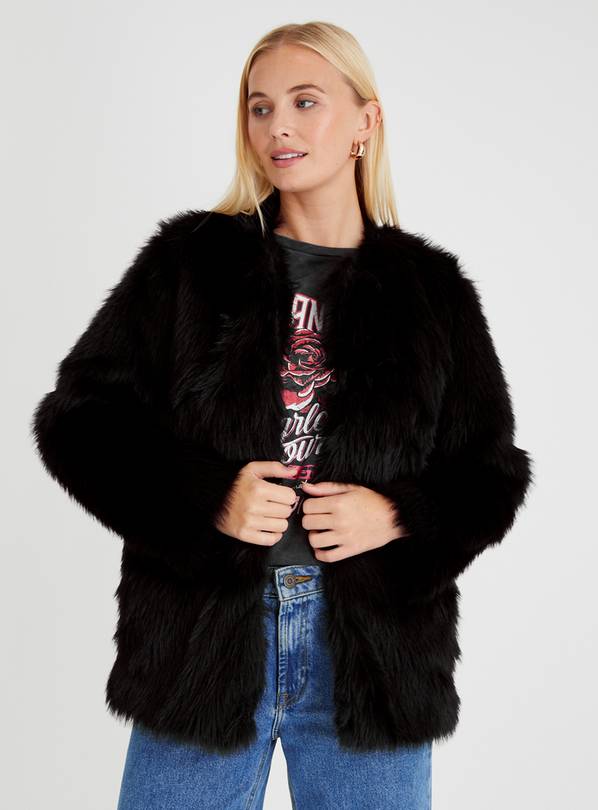 Buy Black Faux Fur Jacket 18, Coats