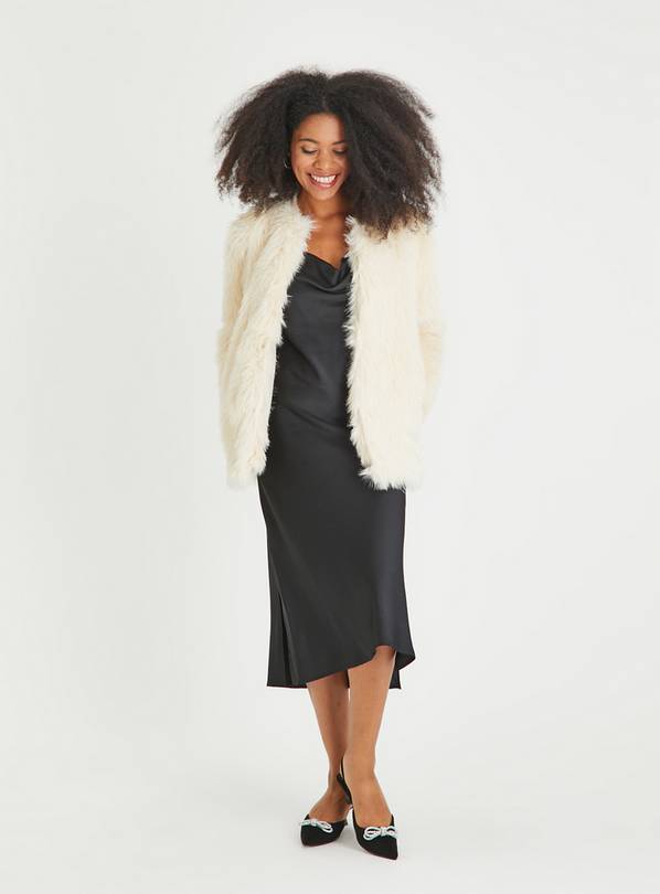 Buy Cream Faux Fur Jacket 18 Coats Tu