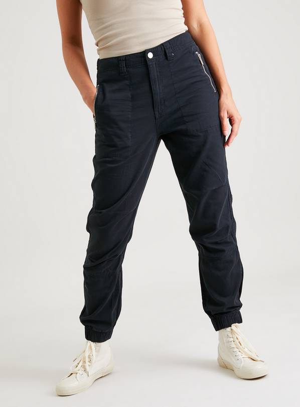 Slim fit black cargo on sale trousers