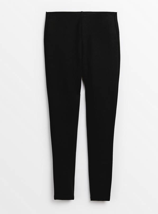 black Cotton Tummy Control Moto Leggings