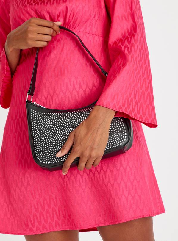 Black Diamante Hand Held Bag One Size