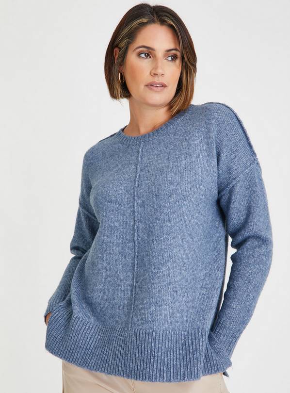 Blue Relaxed Crew Neck Jumper  14