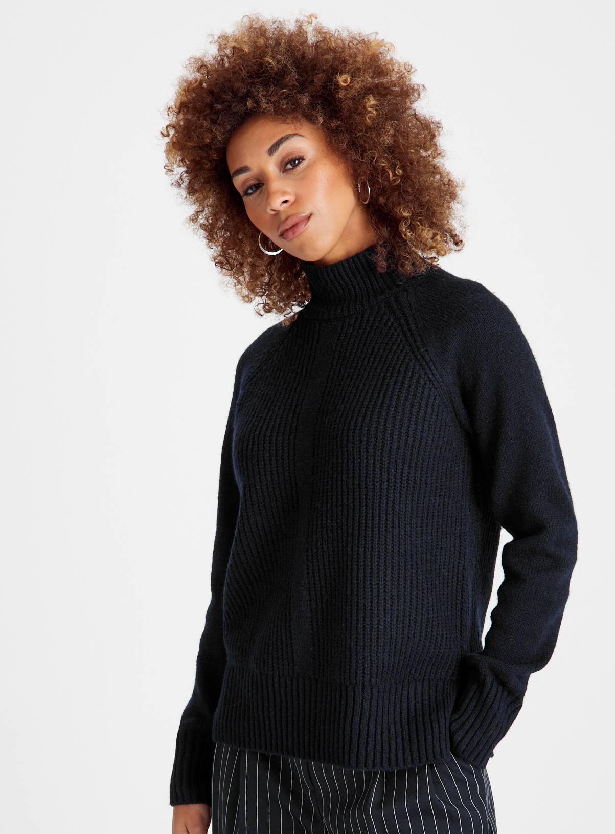 Navy Merino Wool High Neck Jumper 12 - Image 1