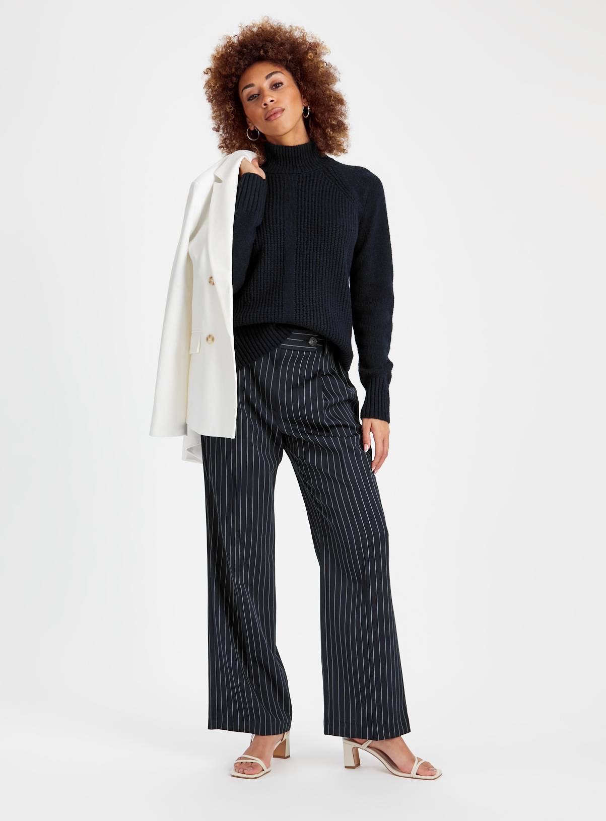 Navy Merino Wool High Neck Jumper 12 - Image 2