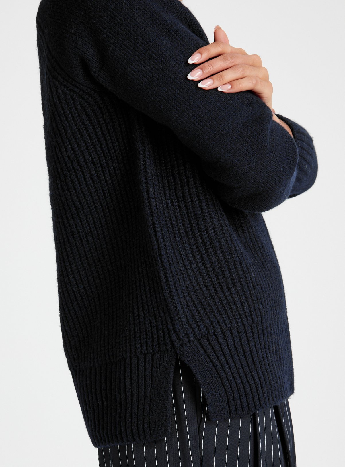 Navy Merino Wool High Neck Jumper 12 - Image 3 thumbnail