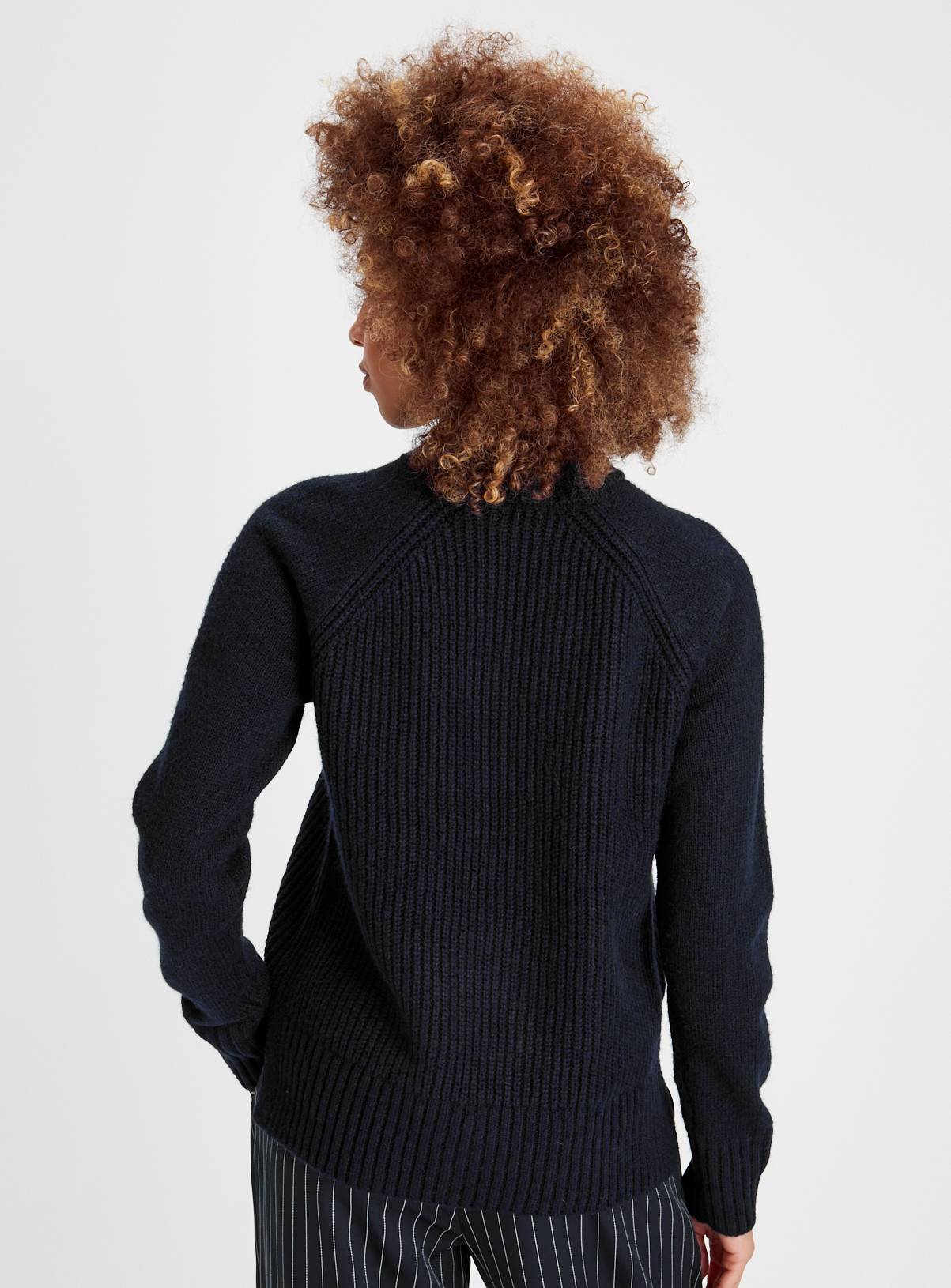 Navy Merino Wool High Neck Jumper 12 - Image 4