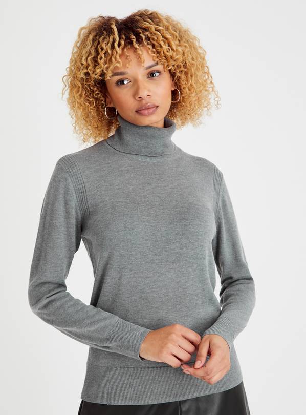 Charcoal Merino Wool Roll Neck Jumper 18