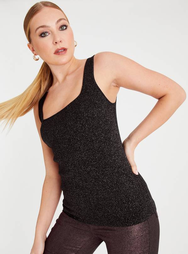 Black Square Neck Vest Women's