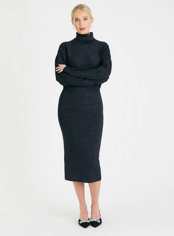 Black roll cheap neck dress