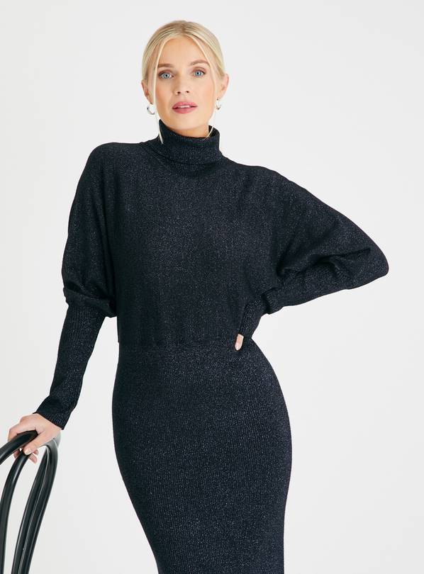 Buy Charcoal Roll Neck Jumper Dress 8, Dresses