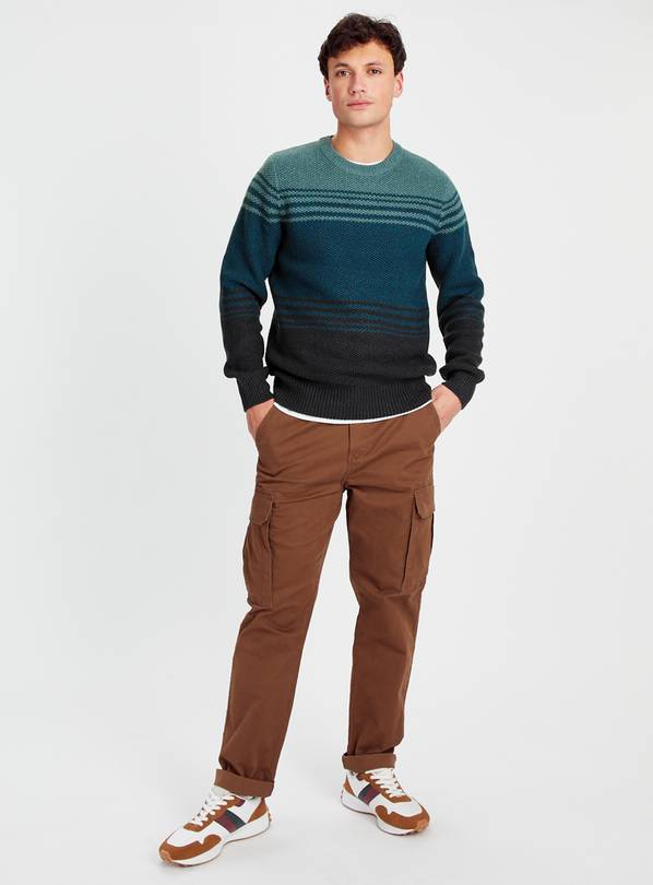 Buy Teal Colour Block Stripe Crew Neck Jumper S | Jumpers and