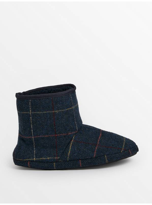Buy Navy Check Slipper Boots L Slippers Argos