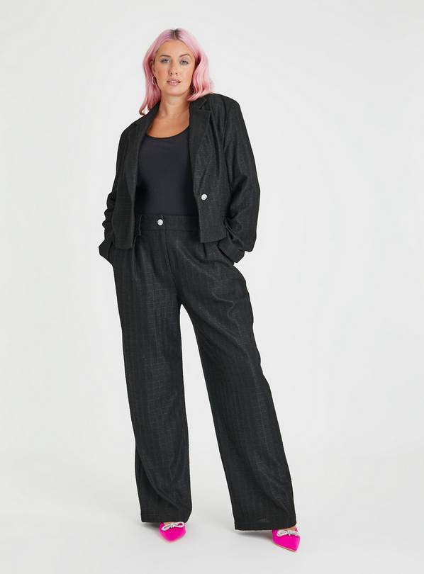 Buy Black Bouclé Wide Leg Coord Trousers 14R, Trousers