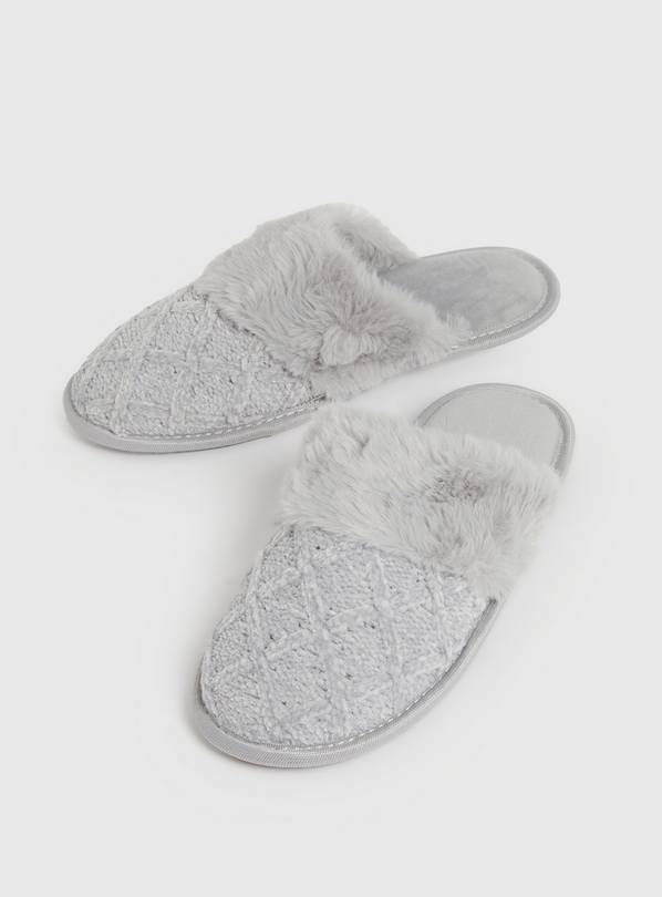 Cable knit hot sale mule slippers