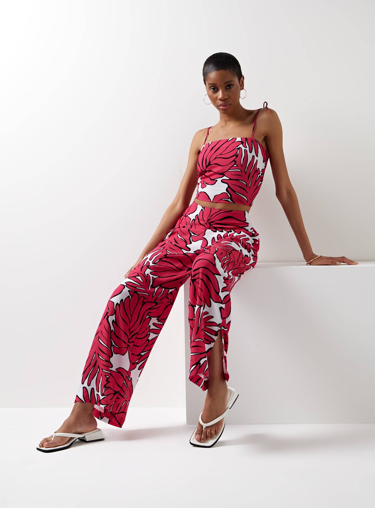 For All The Love Printed Linen Tie Shoulder Coord Cami 12 - Image 4