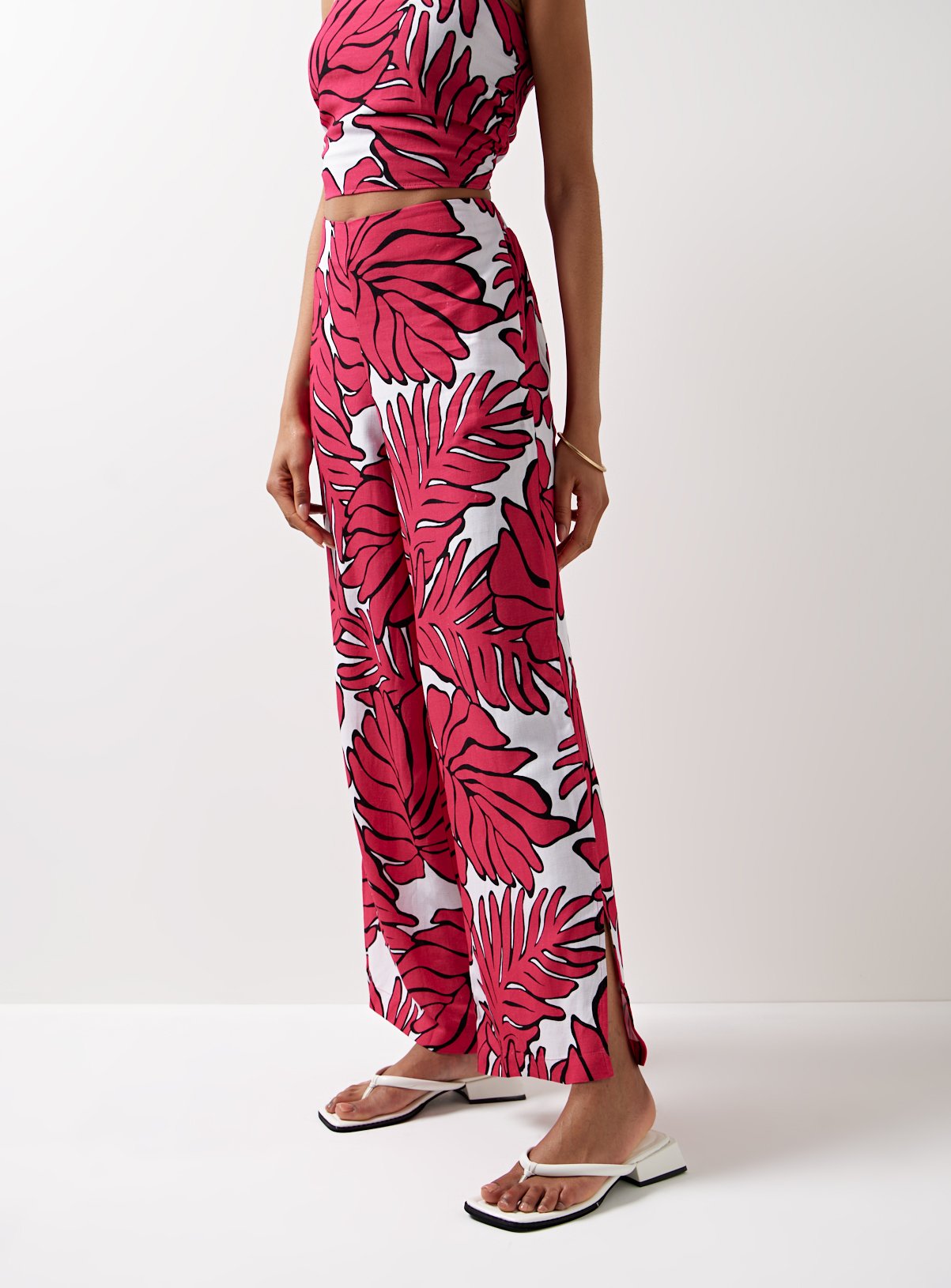 For All The Love Printed Linen Wide Leg Coord Trousers 8 - Image 1 thumbnail