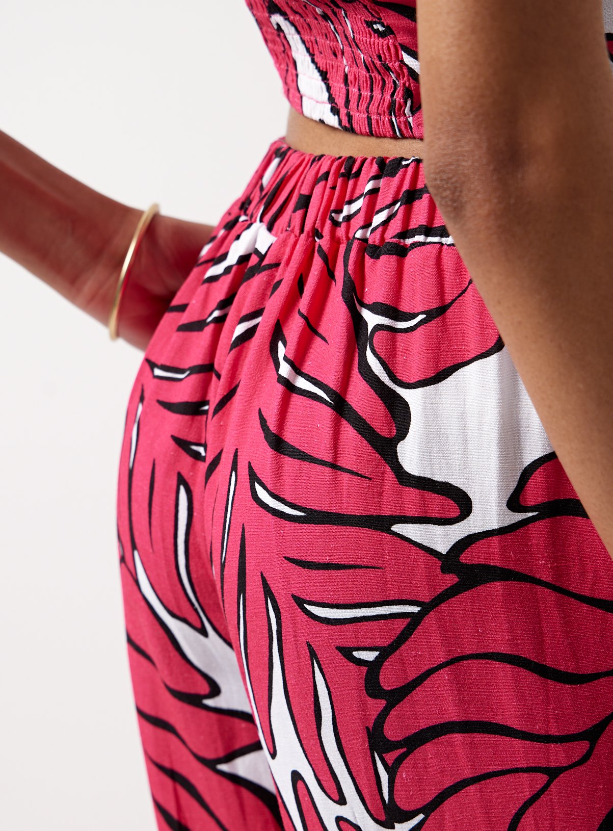 For All The Love Printed Linen Wide Leg Coord Trousers 8 - Image 2 thumbnail