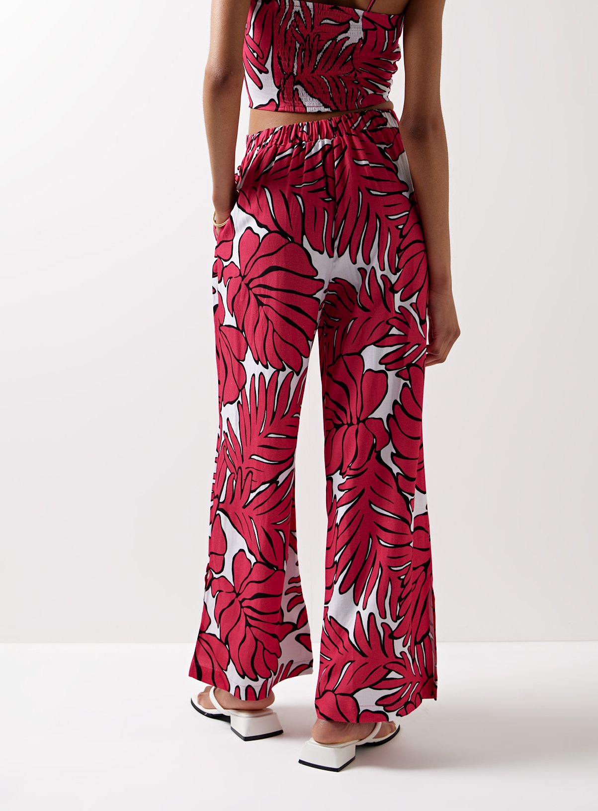 For All The Love Printed Linen Wide Leg Coord Trousers 8 - Image 3 thumbnail