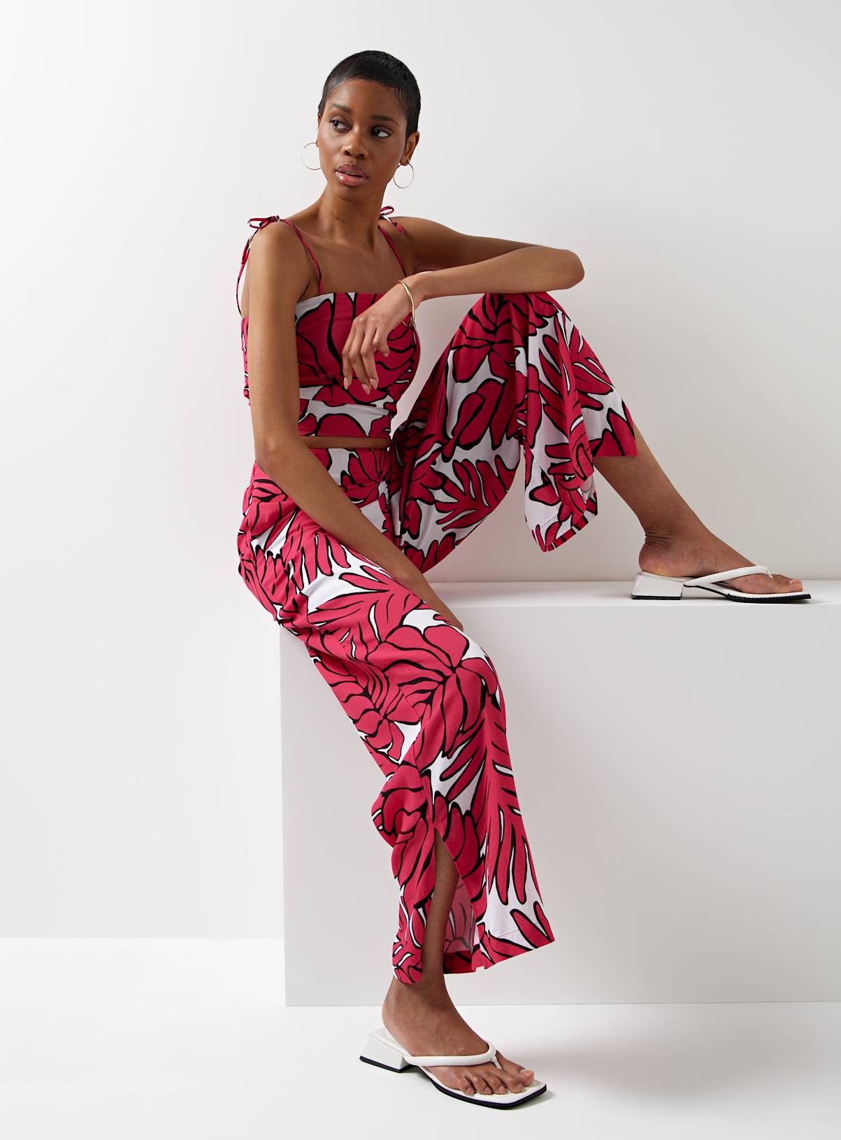 For All The Love Printed Linen Wide Leg Coord Trousers 8 - Image 4