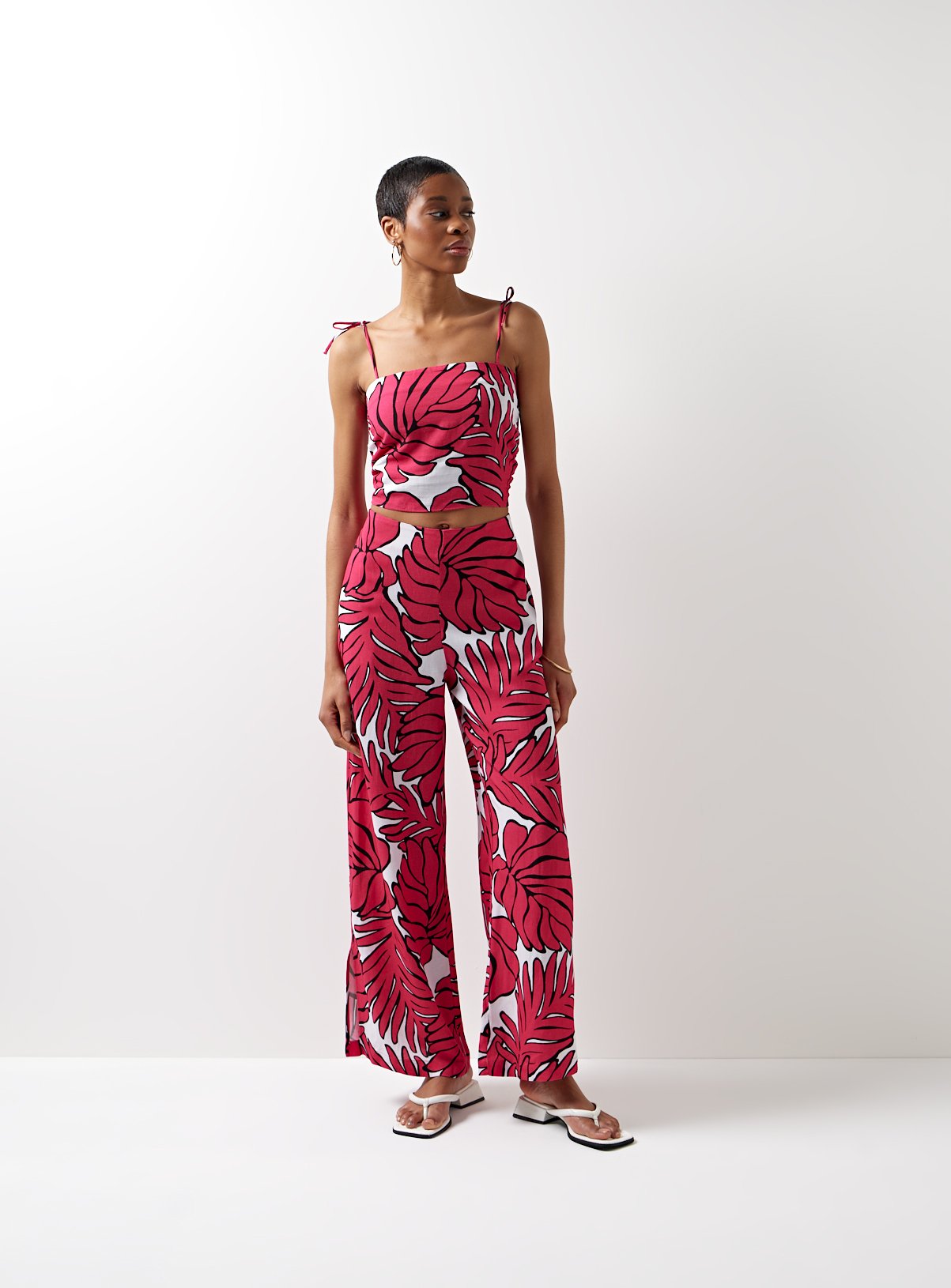 For All The Love Printed Linen Wide Leg Coord Trousers 8 - Image 5 thumbnail