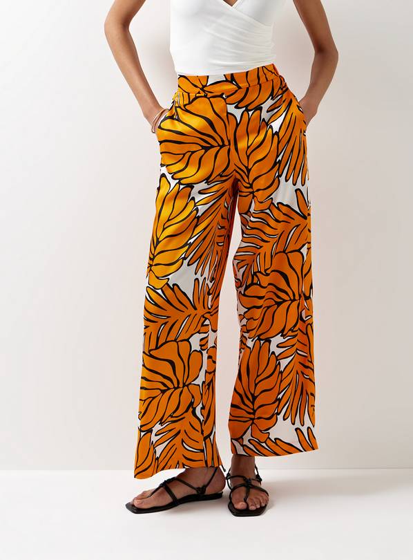 For All The Love Border Print Satin Wide Leg Coord Trousers 16