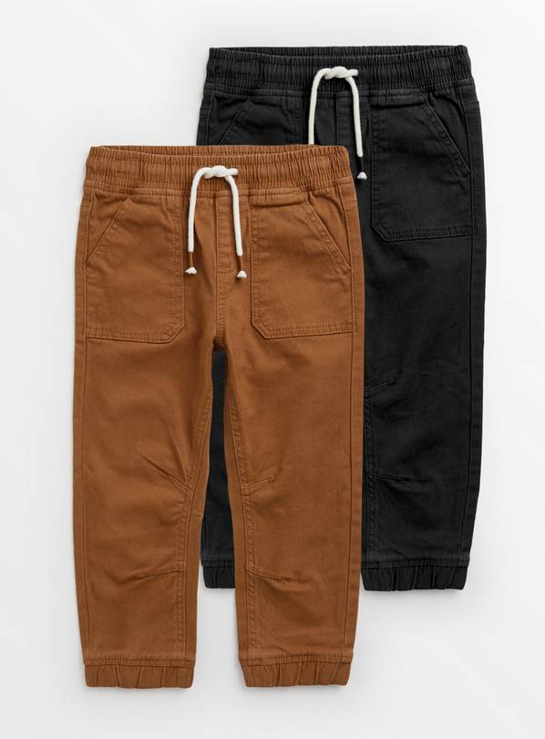 Brown & Black Woven Trousers 1-1.5 years