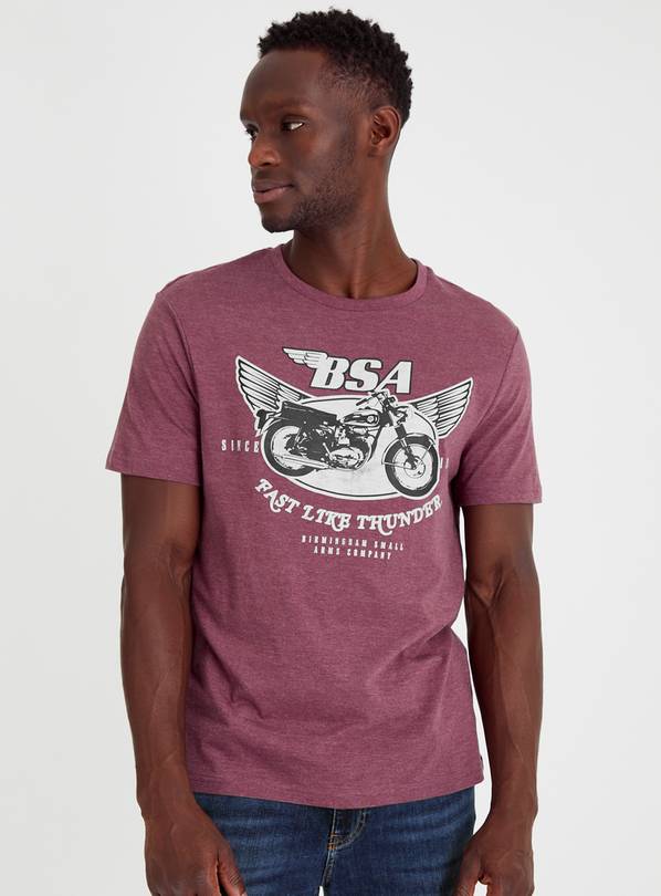 Burgundy BSA Motorbike Graphic T-Shirt M