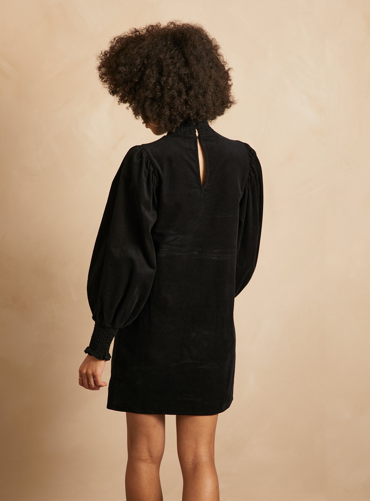EVERBELLE Black High Neck Short Corduroy Dress 14 - Image 4 thumbnail