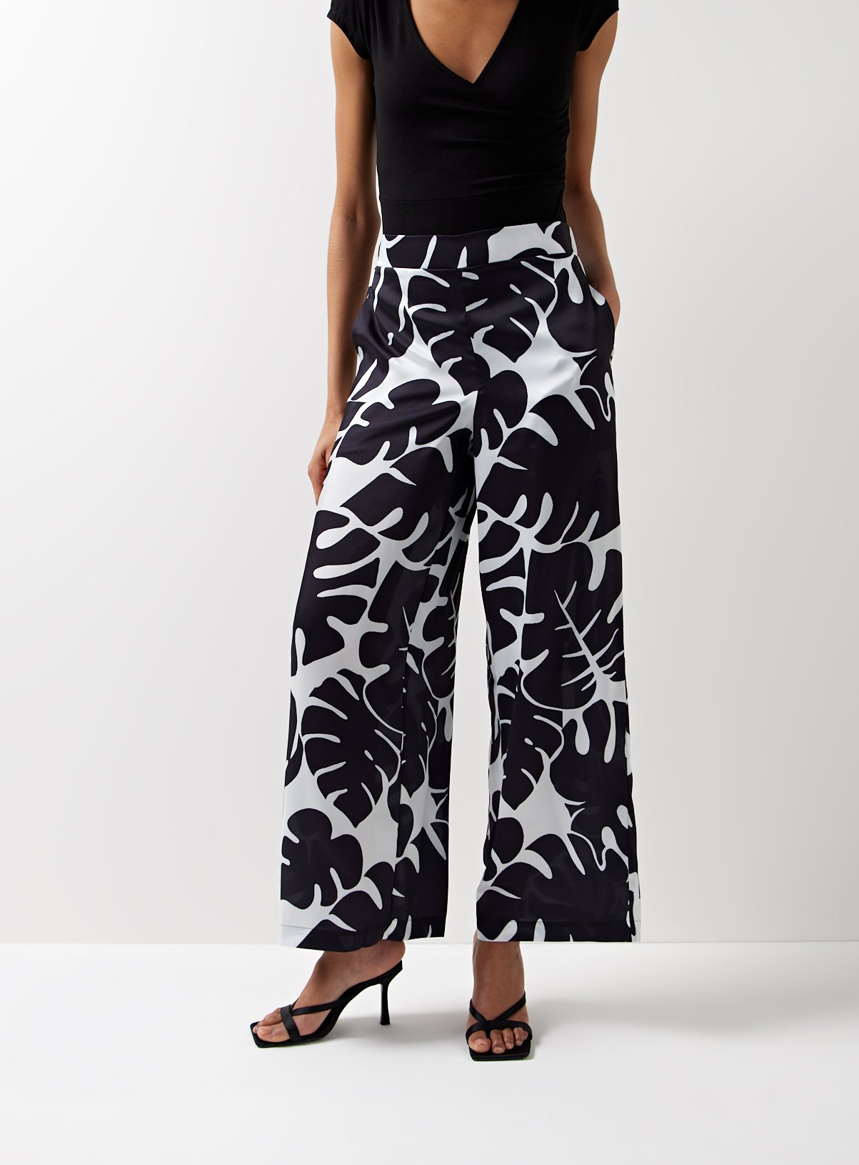 For All The Love Border Printed Satin Wide Leg Coord Trousers 12 - Image 1 thumbnail