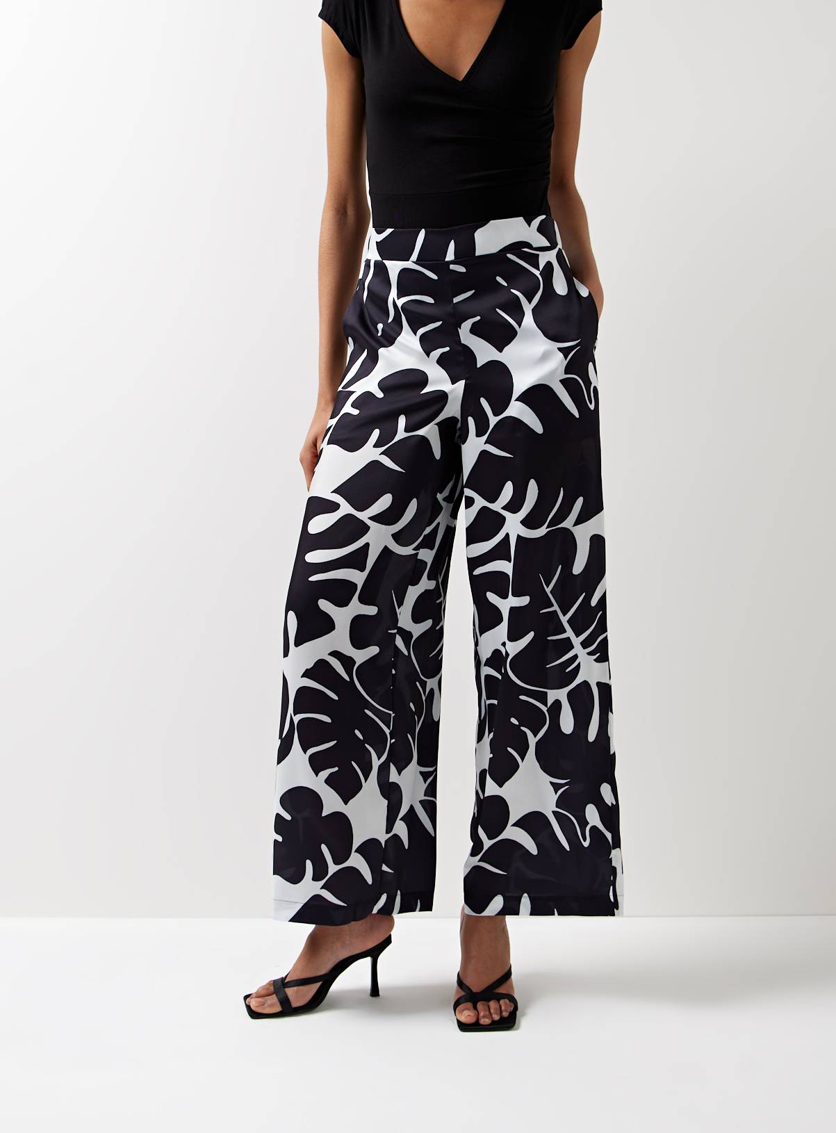 For All The Love Border Printed Satin Wide Leg Coord Trousers 12 - Image 1
