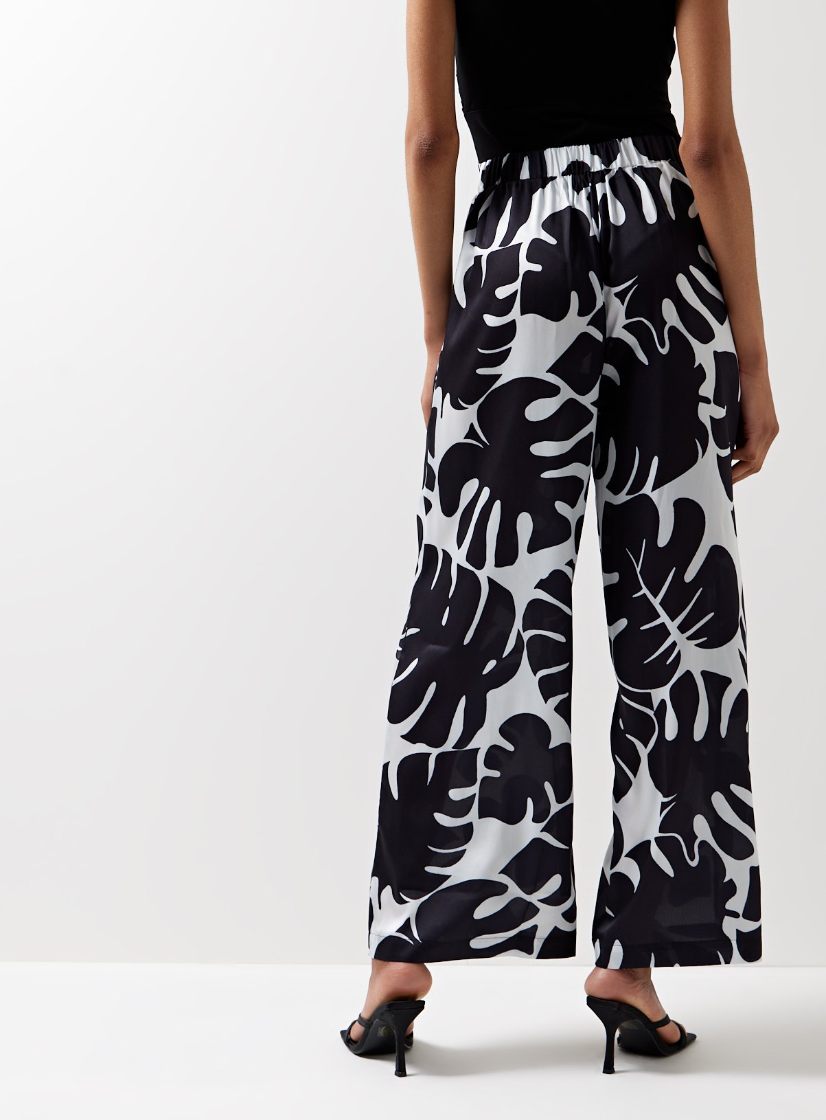 For All The Love Border Printed Satin Wide Leg Coord Trousers 12 - Image 3 thumbnail