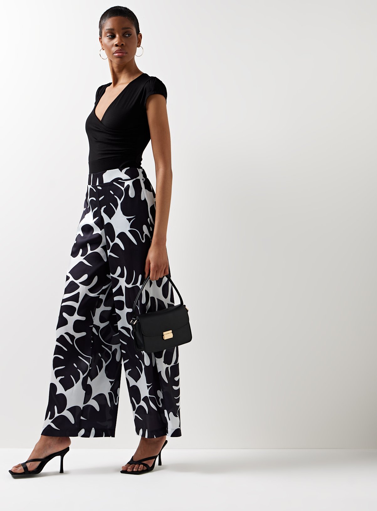For All The Love Border Printed Satin Wide Leg Coord Trousers 12 - Image 4 thumbnail