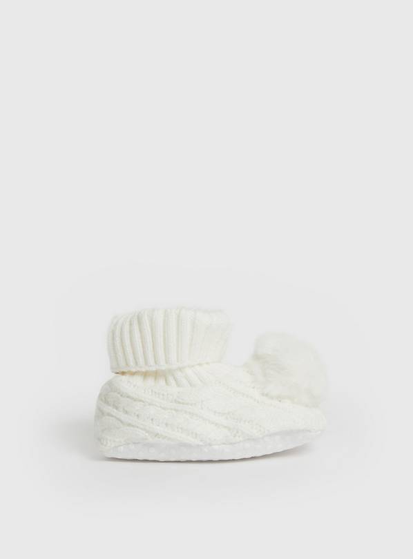 Cream Cable Slipper Boots 3-6 months