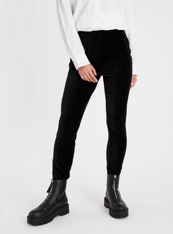 Black Velvet Cord Leggings